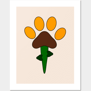 Dog Footprints Plant colored with Sunflowers colors - Fantasy Plant / Strange Plant Posters and Art